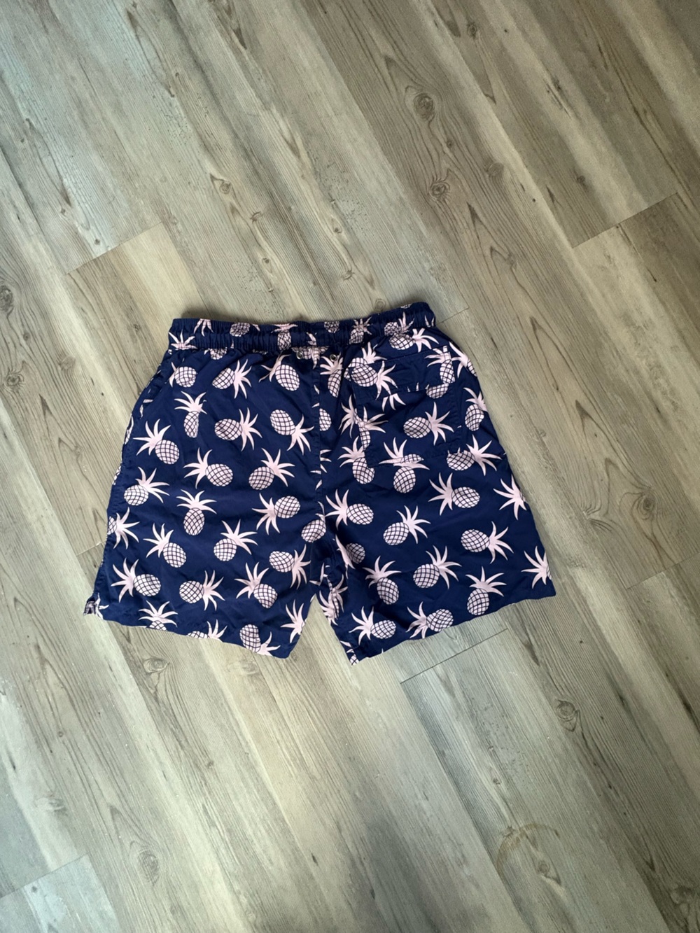 Tom & Teddy Navy Swim Trunks with Pink Pineapple Print - Picture 3 of 4